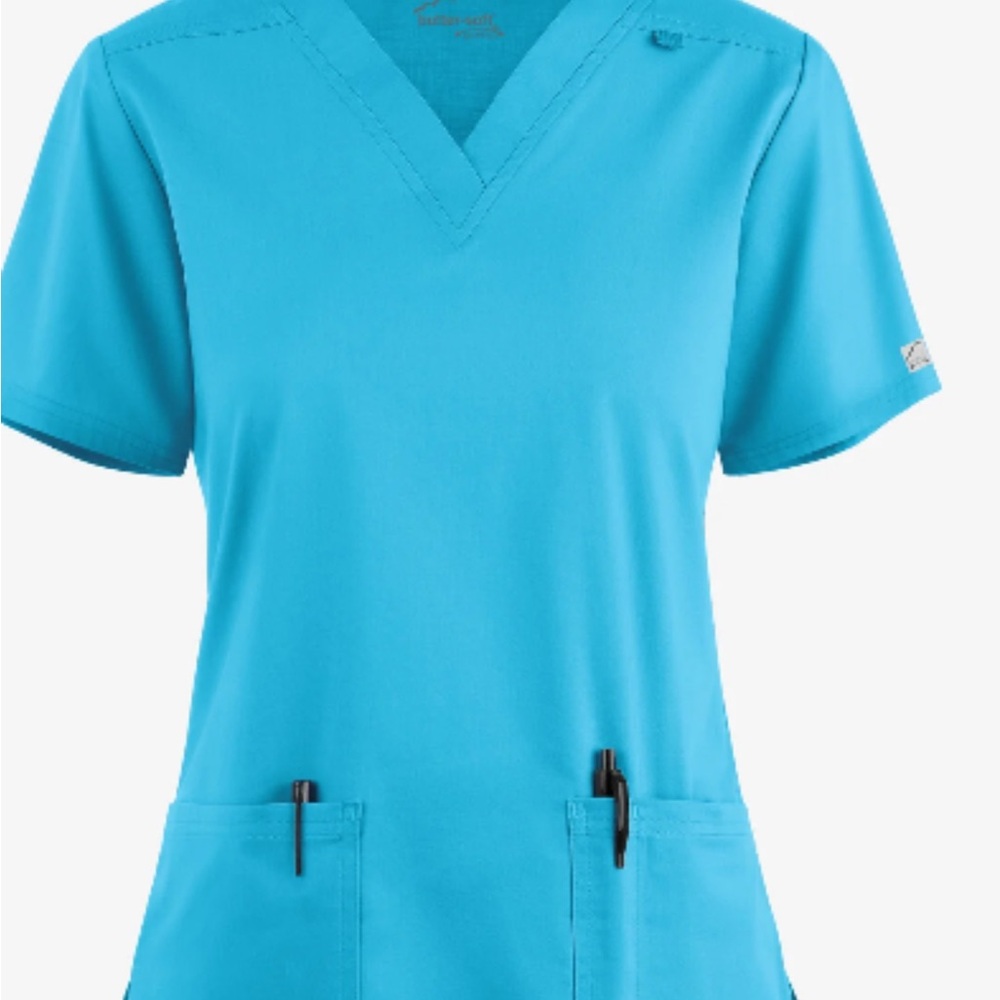 Butter Soft Women's Turquoise V-Neck Scrub Top and Bottom